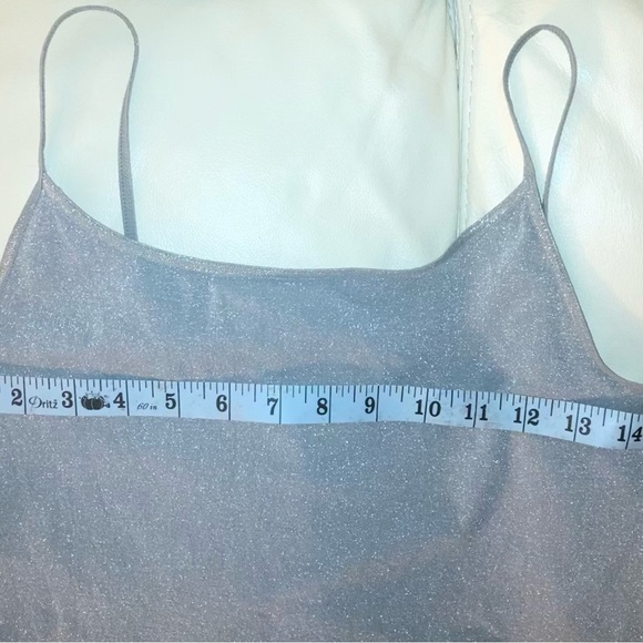 MED Ann Taylor Sparkly Platinum Stretch Tank w/Adjustable Straps 22 1/2”H 15”W - Picture 6 of 11